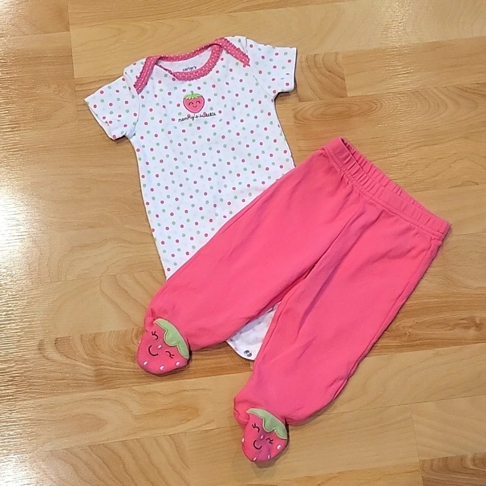 Carter's 6 month strawberry baby matching set